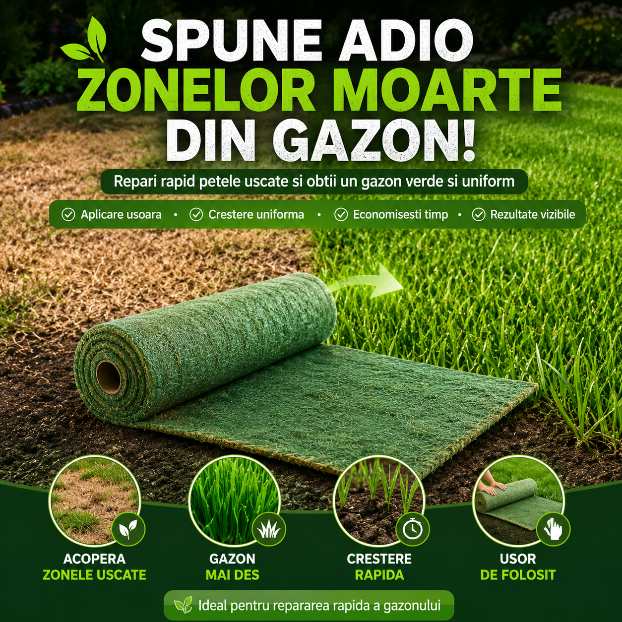 Rola cu seminte de Gazon — GreenDrop™ (300x20)